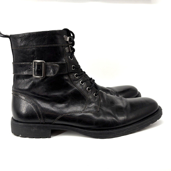 Aston Grey Boots Men's 12 Black Leather Lace Distressed Collection Rockcastle 2 - Picture 1 of 11